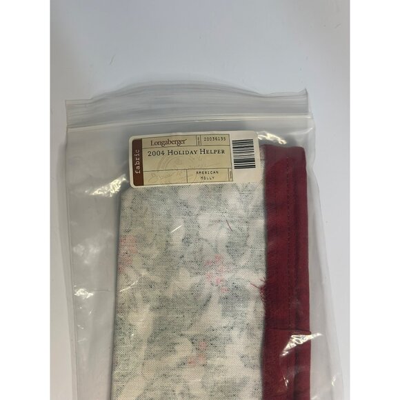 VTG 2004 Longaberger Holiday Helper Basket Liner American Holly Green Fabric NIP - Picture 2 of 5